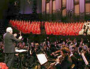 Walter Cronkite directs the choir